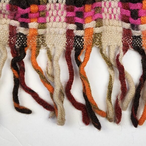 Echo Italian Wool Blend Multicolored Woven Fringe Trim Scarf - Picture 5 of 6